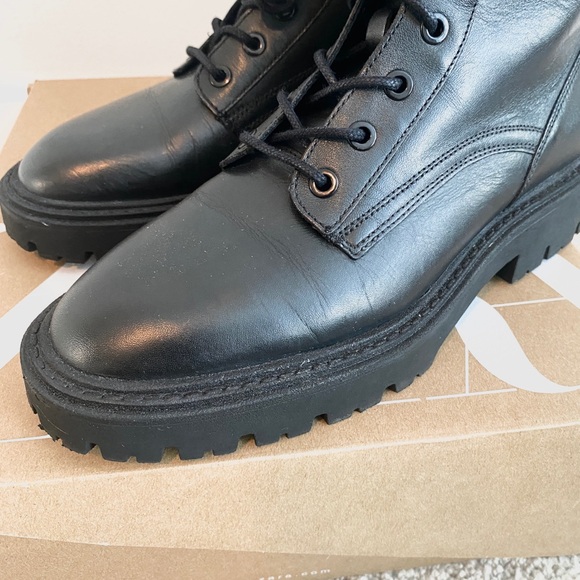 ZARA Black Leather Combat Boot Lace + Buckle Closure Size EU 38 [2177-811-040] - Picture 7 of 12